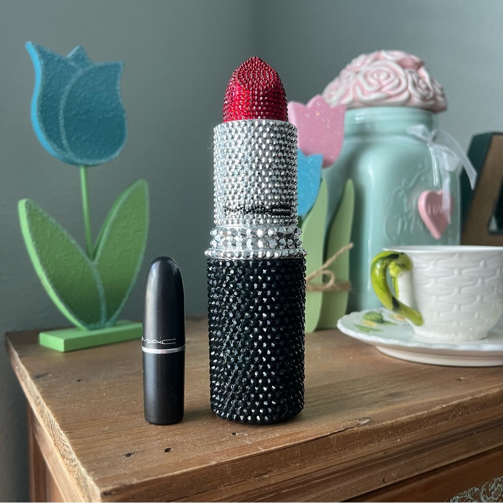 MAC Cosmetics Red and Black Crystal Lipstick Container